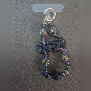 Elegant Black Crystal Wrist Bracelets For Phone